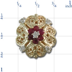 A4411 14K RUBY & DIAMOND FLOWER SLIDE 